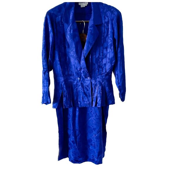 Vintage 100% Silk Butterfly Garden Embossed Print Skirt Suit Set size M 8 🦋 - Picture 9 of 9